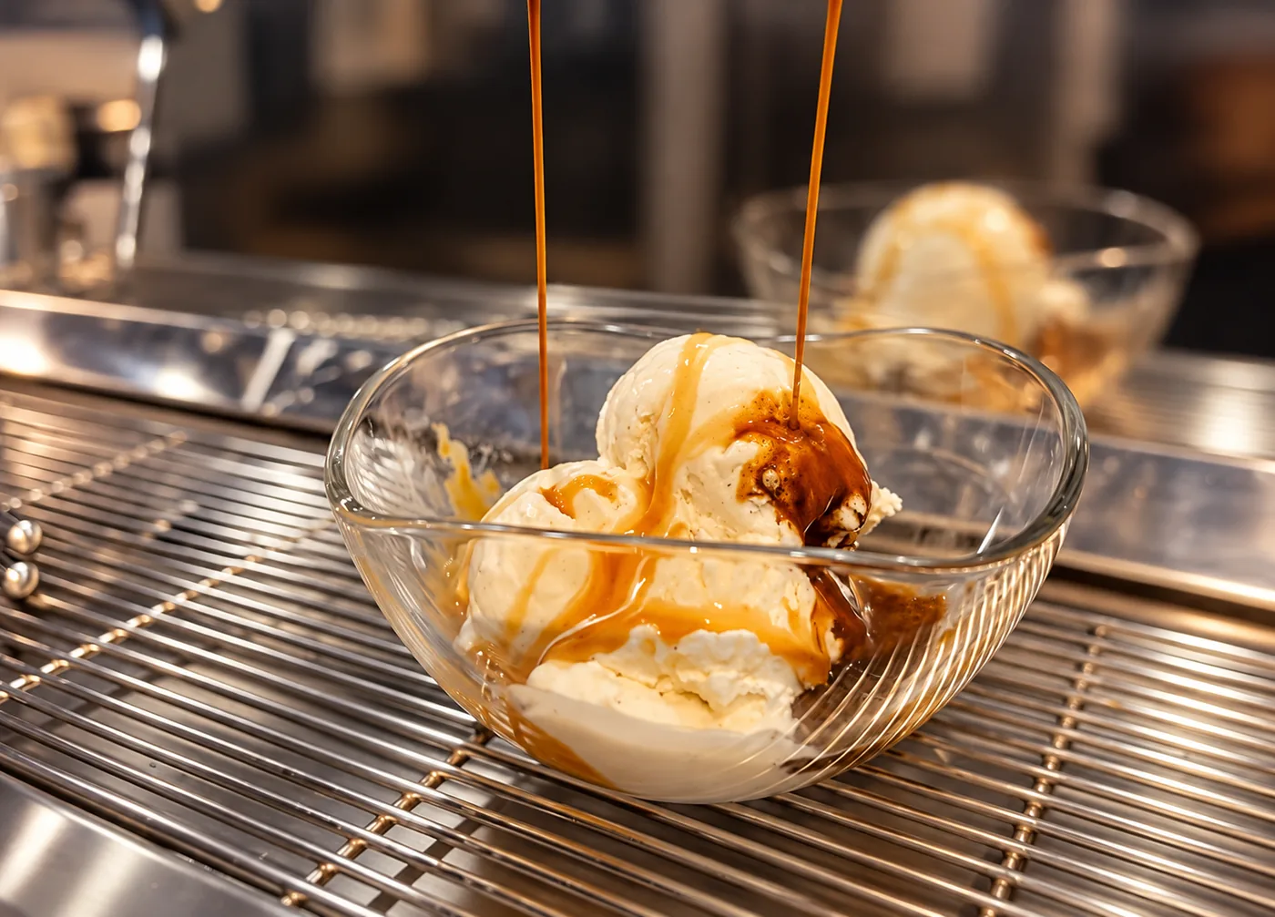 Affogato: espresso poured over vanilla ice cream